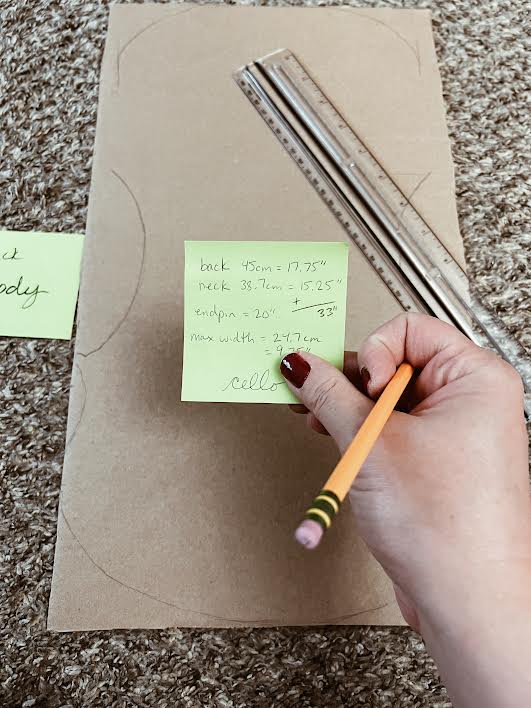 eyeballing the shape of the body for the cello