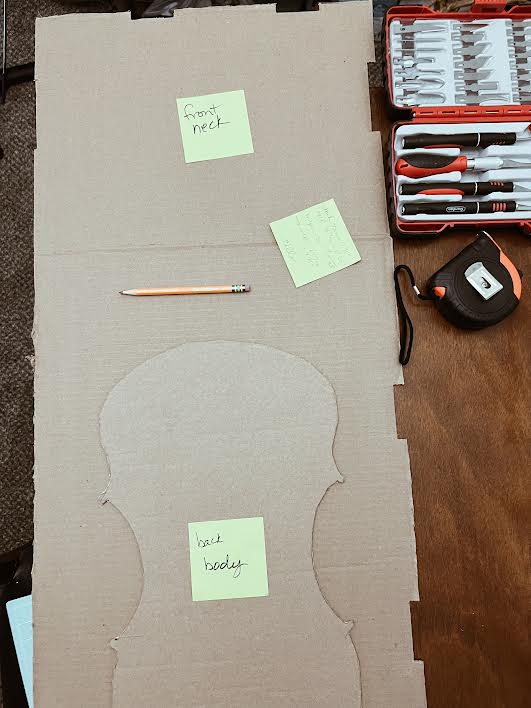 measuring the neck and body of the cello