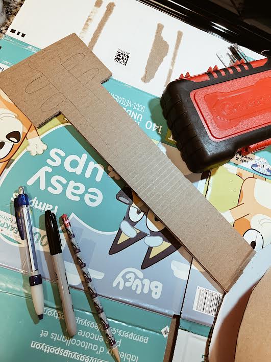 cardboard cello - working on the scroll