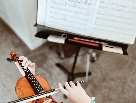 homeschooled gifted child with Einstein syndrome playing violin