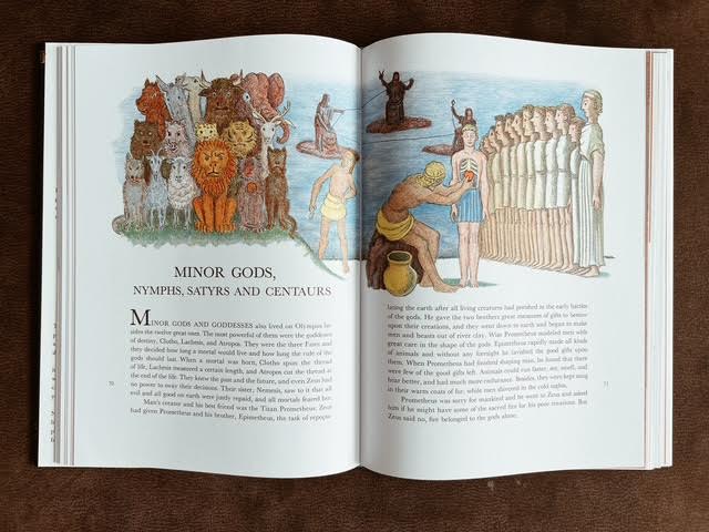 open spread of a page in D'Aulaires' Greek Myths book