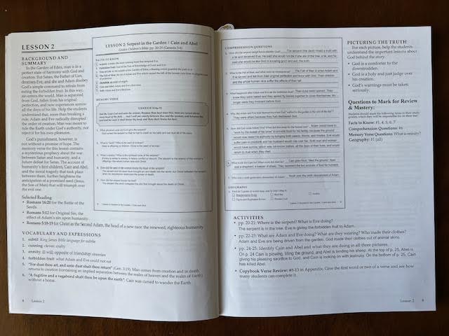 spread from teacher manual for Christian Studies I