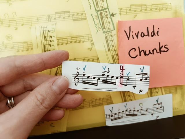 chunks of music for student to practice