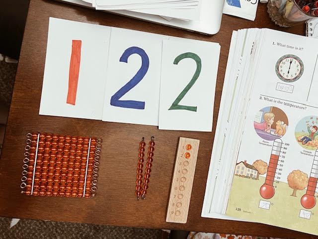 Montessori beads with textbook